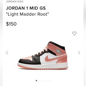 ❌SOLD❌ EUC Jordan 1 mid light madder root rose gold and black